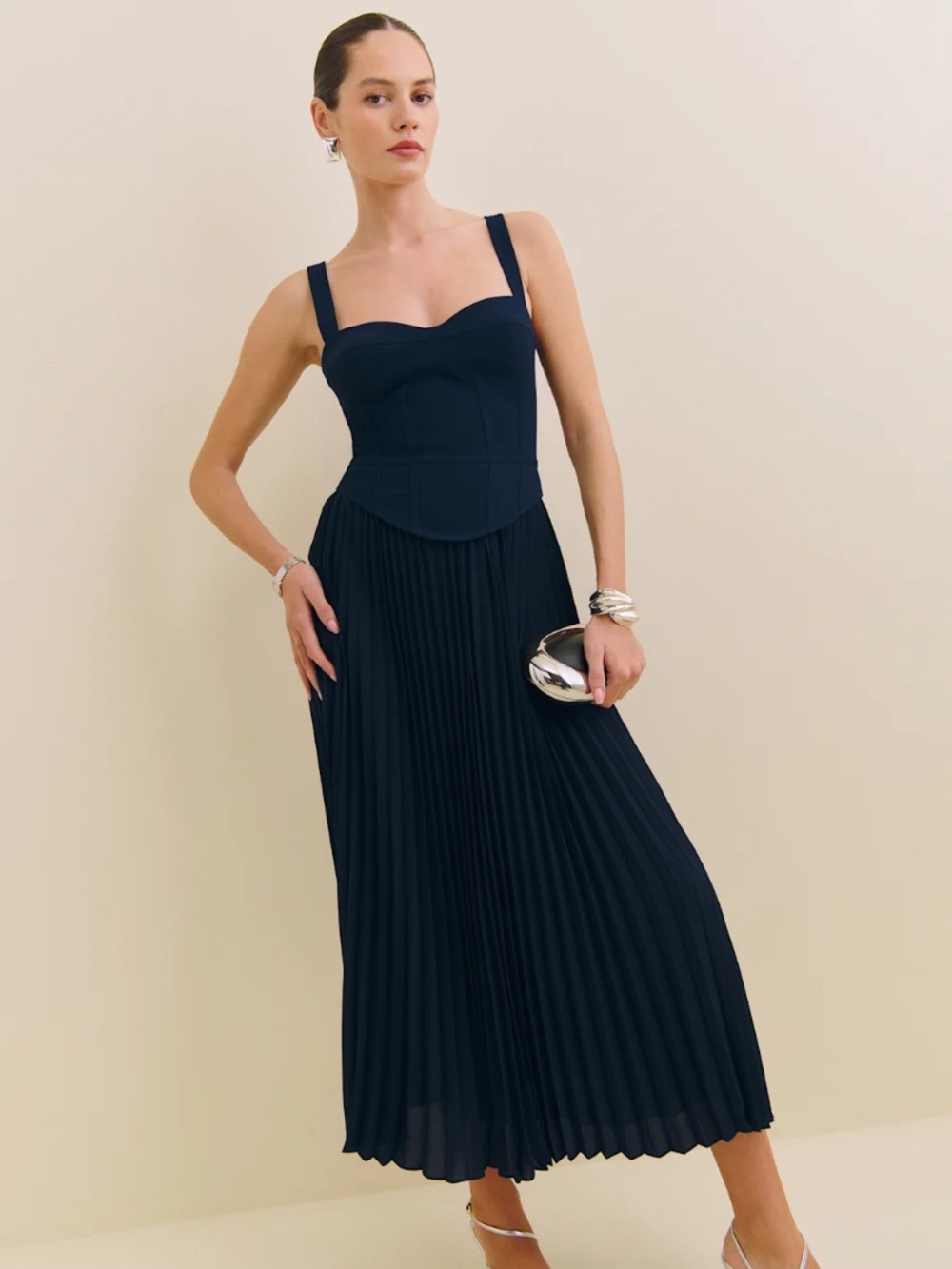 New Reformation Marja Dress Navy Blue Sz 0